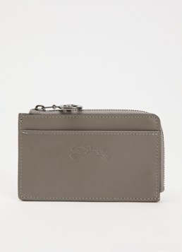 Longchamp Dames Le Foulonné pasjeshouder van leer in de kleur Grijs