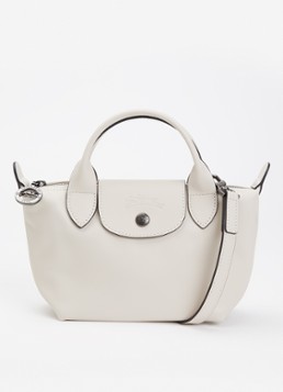 Longchamp Dames Le Pliage Xtra handtas XS van leer in de kleur Donkergrijs