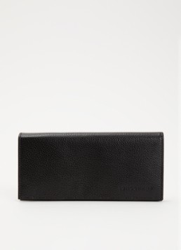 Longchamp Dames Le Foulonné portemonnee van leer in de kleur Zwart