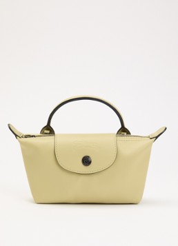 Longchamp Dames Le Pliage Xtra handtas XS van leer met afneembare schouderriem in de kleur Lichtgroen