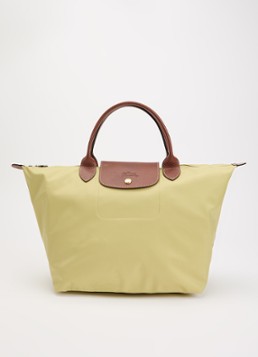 Longchamp Dames Le Pliage Original handtas M met leren details in de kleur Mosgroen
