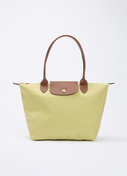 Longchamp Dames Le Pliage Original schoudertas M met leren details in de kleur Mosgroen