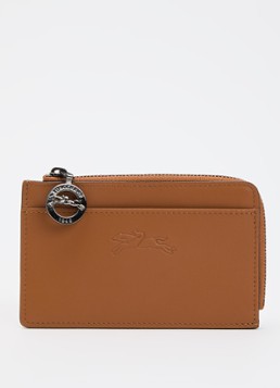 Longchamp Dames Le Foulonné pasjeshouder van leer in de kleur Donkerbeige