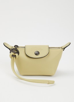 Longchamp Dames Le Pliage clutch XS van leer in de kleur Lichtgroen
