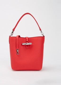 Longchamp Dames Le Roseau handtas XS van leer met afneembare schouderriem in de kleur Rood