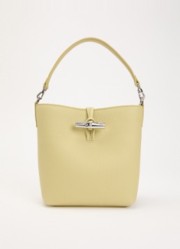 Longchamp Dames Le Roseau handtas XS van leer met afneembare schouderriem in de kleur Lichtgroen