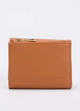 Longchamp Dames Le Foulonné portemonnee van leer in de kleur Oranje