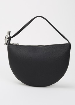 Longchamp Dames Le Roseau schoudertas M van leer in de kleur Zwart