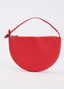 Longchamp Dames Le Roseau schoudertas M van leer in de kleur Koraalrood
