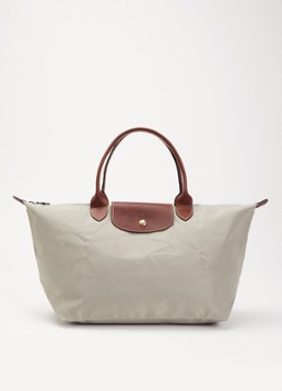 Longchamp Dames Le Pliage Original schoudertas L met leren details in de kleur Taupe