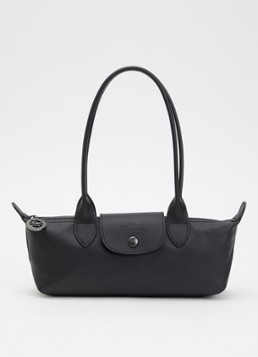 Longchamp Dames Le Pliage Xtra schoudertas M van leer in de kleur Zwart
