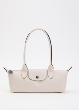 Longchamp Dames Le Pliage Xtra schoudertas M van leer in de kleur Creme
