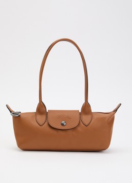 Longchamp Dames Le Pliage Xtra schoudertas M van leer in de kleur Oranjebruin