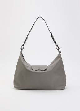 Longchamp Dames Le Pliage Xtra schoudertas XL van leer in de kleur Grijs