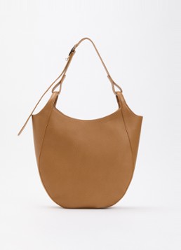 Longchamp Dames Le Foulonné schoudertas L van leer in de kleur Cognac