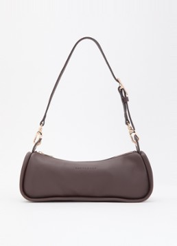 Longchamp Dames Looong schoudertas M van leer in de kleur Donkerbruin