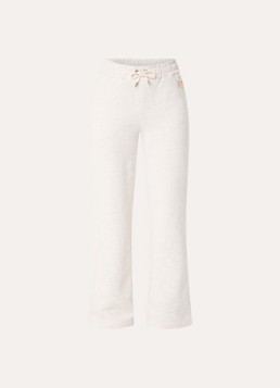 NIKKIE Dames Odessa high waist flared fit joggingbroek met gemêleerd dessin in de kleur Creme