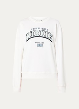 NIKKIE Dames 1985 Sweater met logo in de kleur Wit