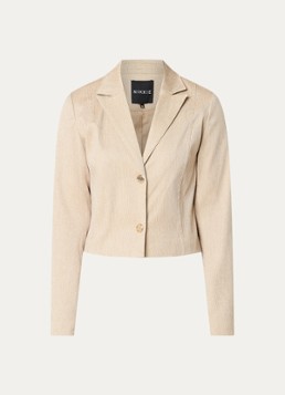 NIKKIE Dames Olympia cropped blazer met lurex en schoudervulling in de kleur Beige