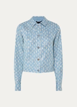 NIKKIE Dames Pools blouse van denim met pailletten in de kleur Lichtblauw