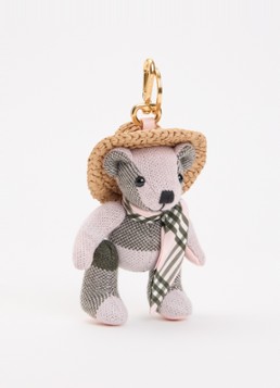 Burberry Dames Thomas Bear tasbedel van wol met detail van raffia in de kleur Roze, maat: One Size