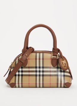 Burberry Dames Primrose mini handtas met ruitdessin en details van kalfsleer