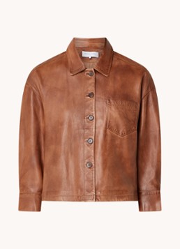 Gerard Darel Dames Jocya jack van lamsleer met borstzak in de kleur Bruin