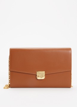 Gerard Darel Dames Enveloppe clutch van leer met afneembare schouderriem in de kleur Cognac