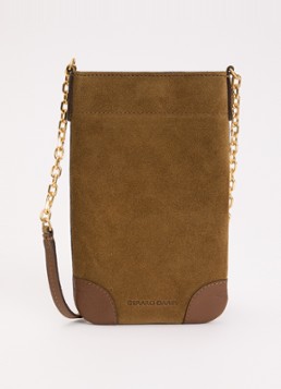 Gerard Darel Dames Charlotte crossbody telefoonhoes van suède in de kleur Creme