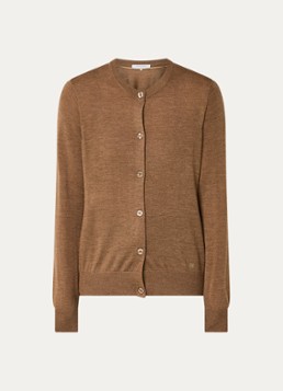 Gerard Darel Dames Estelle fijngebreid vest van wol in de kleur Camel