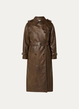 Gerard Darel Dames Lexie trenchcoat van lamsleer met steekzakken in de kleur Hazelnootbruin