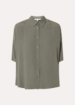 Gerard Darel Dames Cirae oversized blouse in zijdeblend in de kleur Bronsgroen