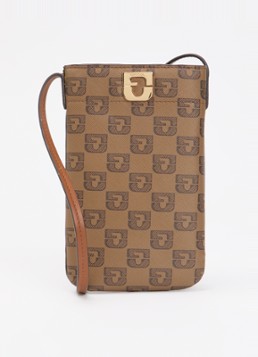 Gerard Darel Dames Ladyphone crossbodytas van leer met logoprint in de kleur Bruin