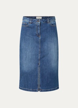 Gerard Darel Dames Janaelle midi spijkerrok met steekzakken en split in de kleur Donkerblauw