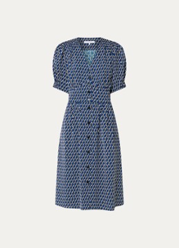 Gerard Darel Dames Rihanne midi blousejurk met grafische print in de kleur Blauw