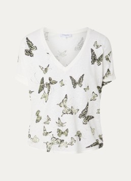 Gerard Darel Dames Makeda T-shirt in linnenblend met print in de kleur Gebroken wit
