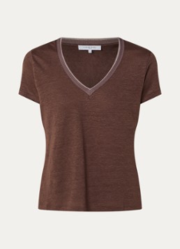 Gerard Darel Dames Mirana T-shirt van linnen met lurex in de kleur Hazelnootbruin