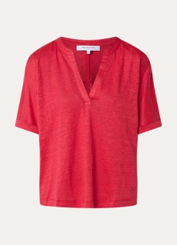 Gerard Darel Dames Mirora T-shirt van linnen in de kleur Donkerrood
