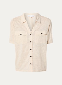 Gerard Darel Dames Moana blouse van linnen met borstzakken in de kleur Beige
