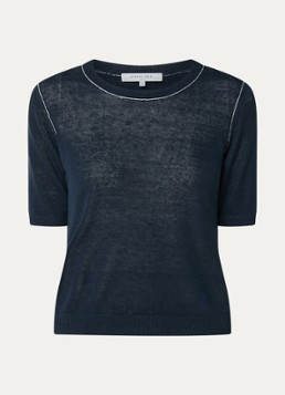 Gerard Darel Dames Loumia fijngebreide top in linnenblend in de kleur Donkerblauw
