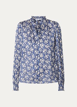 Gerard Darel Dames Casy blouse met bloemenprint en lurex in de kleur Royalblauw