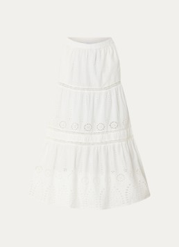 Gerard Darel Dames Jaly midi rok met broderie in de kleur Gebroken wit