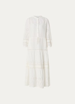 Gerard Darel Dames Rhonie maxi blousejurk met broderie in de kleur Creme
