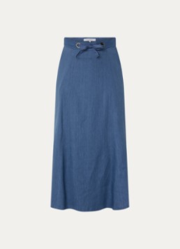 Gerard Darel Dames Jihane midi rok in linnenblend met steekzakken in de kleur Staalblauw