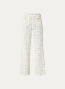 Gerard Darel Dames Ariela mid waist flared fit broek met ruitdessin in de kleur Creme
