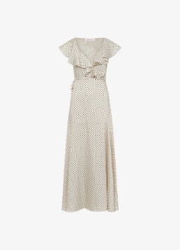 Gerard Darel Dames Rika maxi wikkeljurk met stippenprint in de kleur Creme
