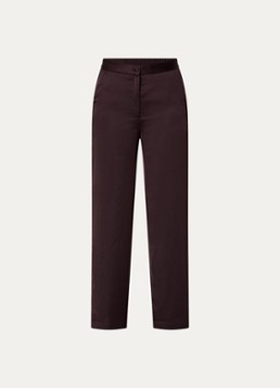 Gerard Darel Dames Amelya mid waist straight fit broek van satijn in de kleur Donkerbruin