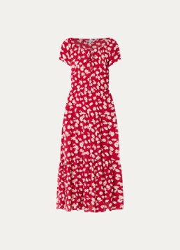 Gerard Darel Dames Rifka midi tuniekjurk met bloemenprint in de kleur Rood