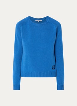 Gerard Darel Dames Fijngebreide pullover van wol met logo in de kleur Blauw