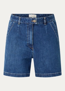 Gerard Darel Dames Adelia high waist wide leg korte broek van denim in de kleur Indigo